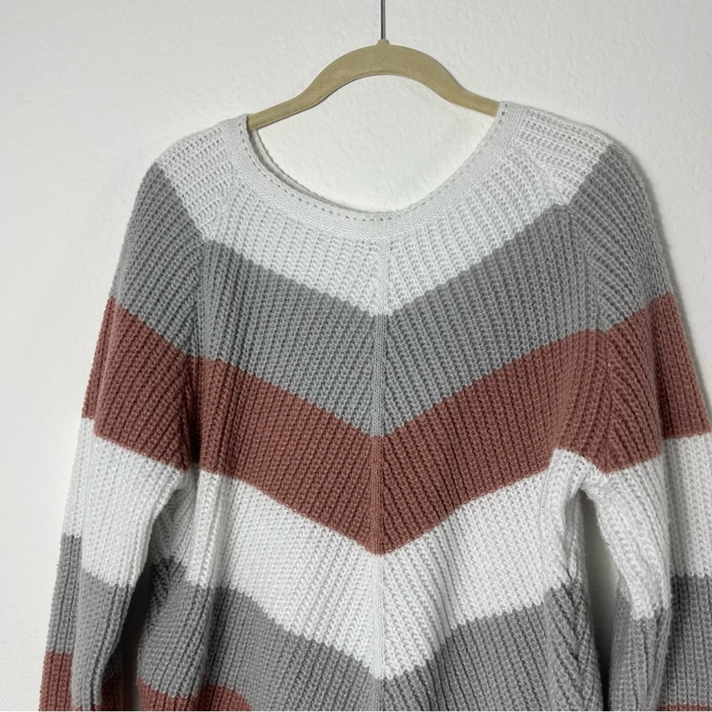 Shein Colorblock Chevron Raglan Sleeve Sweater - Picture 10 of 10